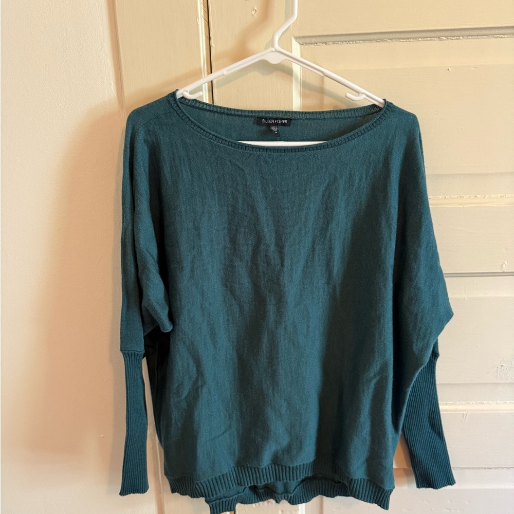 Eileen Fisher Deep Green Knit Top